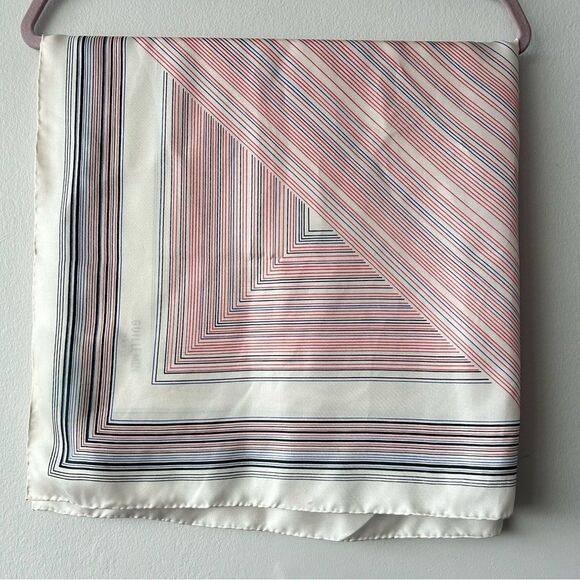 Guillemin Paris Vintage Striped Pink and Black Silk Scarf - Picture 7 of 9